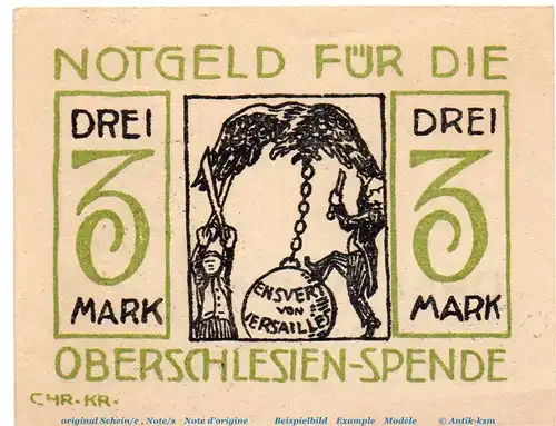 Notgeld Bürgerschützenverein Hamm 567.1.b , 3 Mark Schein in kfr. von 1921 , Westfalen Seriennotgeld