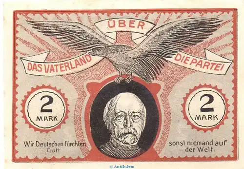 Kiel , Notgeld 2 Mark -Jungdeutscher Orden- in kfr. M-G 694.1 , Schleswig o.D. Seriennotgeld