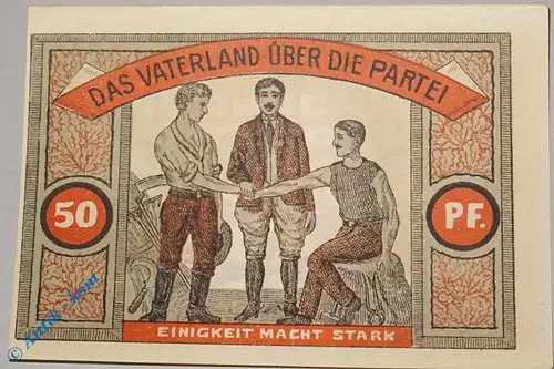 Kiel , Notgeld 50 Pfennig -Jundeutscher Orden- in kfr. M-G 694.1 , Schleswig o.D. Seriennotgeld