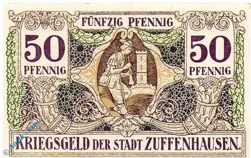 Notgeld Zuffenhausen , 50 Pfennig Schein , Tieste 8290.05.01 , Württemberg Verkehrsausgabe