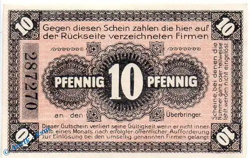 Notgeld Neuhaldensleben Balleier , 10 Pfennig Schein in kfr. Tieste 4855.05.10 , von 1919 , Provinz Sachsen Verkehrsausgabe