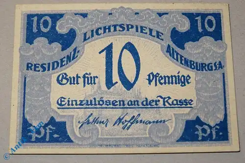 Notgeld Altenburg , Lichtspiele , 10 Pfennig Schein , Tieste 0055.10.02 , Sachsen Verkehrsausgabe