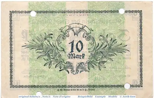 Banknote Altona , 10 Mark Schein in kfr.E , Geiger 012.05 , 02.11.1918 , Schleswig Holstein Großnotgeld