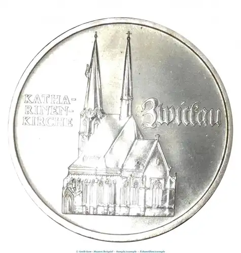 Kursmünze DDR , 5 Mark Münze -Katharinenkirche- von 1989 , bfr. vz. , Jäger 843 , Staatsbank DDR