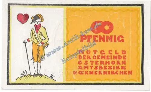 Osterhorn , Notgeld 60 Pfennig Schein in kfr. M-G 1035.1.a , Schleswig Holstein o.D. Seriennotgeld