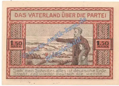 Kiel , Notgeld 1,50 Mark -Jundeutscher Orden- in kfr. M-G 694.1 , Schleswig o.D. Seriennotgeld