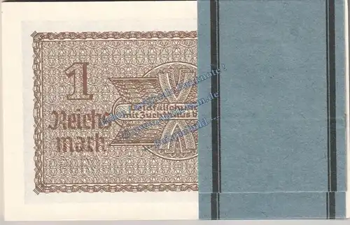 1 Bündel - 100 Scheine , 1 Mark Scheine in kfr. ZWK-2, Ros.551, R.136 , deutsche Besatzungsausgabe WW2