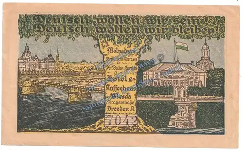 Dresden , Notgeld 50 Pfennig -Blesch- in kfr. M-G 290.1 , Sachsen o.D. Seriennotgeld