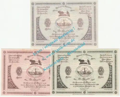 St. Aegidi , Notgeld Set mit 3 Scheinen in kfr. K-K 875.II.a , Oberösterreich 1920