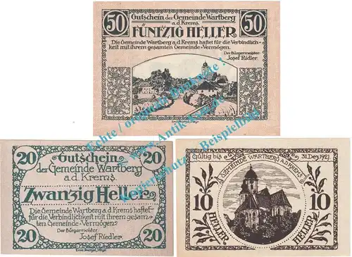 Wartberg a.d.K. Notgeld Set mit 3 Scheinen in kfr. K-K 1141... Oberösterreich o.D