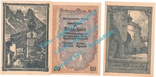 Werfen Markt , Notgeld Set mit 3 Scheinen in kfr. K-K 1173.a , Salzburg o.D