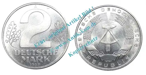 Kursmünze DDR , 2 Mark Stück bfr-Stgl. von 1957 A , J.1515 -0546