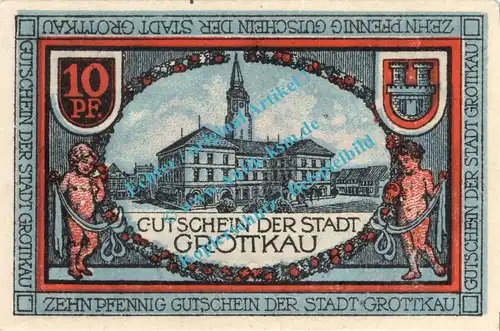 Grottkau , Notgeld 10 Pfennig Schein in kfr. Tieste 2625.05.25 , Schlesien o.D. Verkehrsausgabe