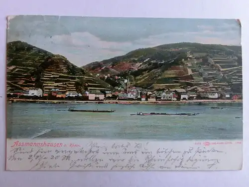 Alte AK Assmannshausen am Rhein 1908 Schiffe Schifffahrt [aH328]