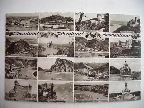 Alte AK Rheinland Weinland Sonnenland Rhein Mehrbildkarte [R231]