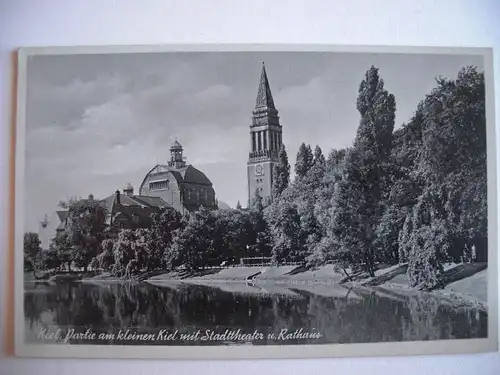 Alte AK Kiel Stadttheater und Rathaus um 1930 [F1015]