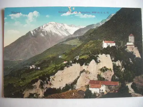 Alte AK Meran Schloß Tirol (l. beschädigt) [aE519]