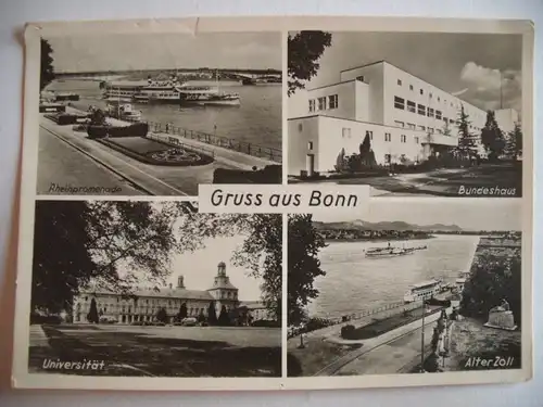 Alte AK Bonn Mehrbildkarte Bundeshaus Alter Zoll Universität [aF140]