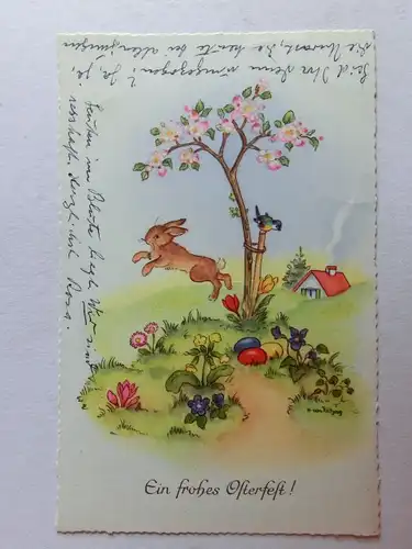 Alte AK Grußkarte Ostern Hase Ostereier H. v. Klitzing [aN190]