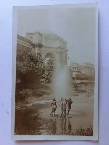 Alte AK Fotokarte Unbekannter Ort Park Schloß Springbrunnen [aJ1038]