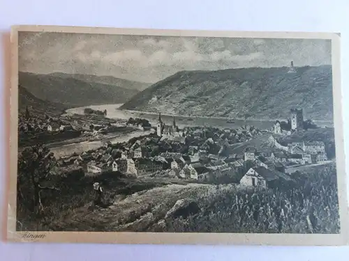 Alte AK Bingen 1925 Gruß V. Rhein Dampfer Overstolz [aJ497]