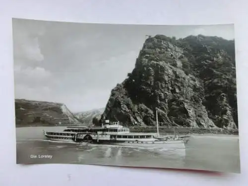 Alte AK Die Loreley Rhein Schiff Schifffahrt [aP327]