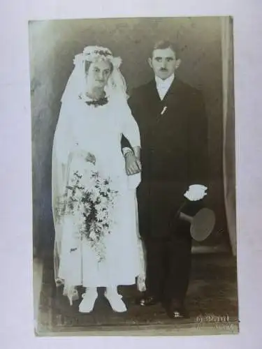 Alte AK Fotokarte Brautpaar Hochzeit  [aX1018]