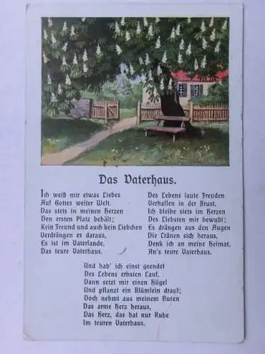 Alte AK Kunstkarte Gedicht Vaterhaus Kastanien [aT882]