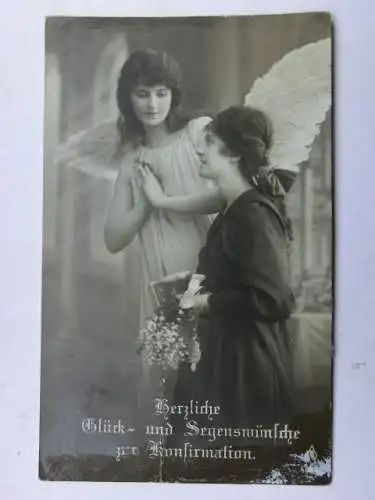 Alte AK Grußkarte Konfirmation Engel 1920 [aT955]