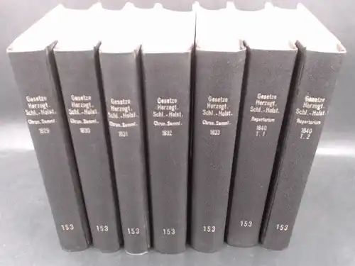 Königl. Schulbuchhandlung Kiel (Hg.): Gesetze Herzogtümer Schleswig Holstein Chronologische Sammlung und Repertorium 1829-1840 in 7 Büchern. 