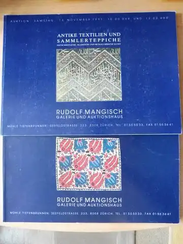 Mangisch, Rudolf: 2 AUKTIONSKATALOGE ANTIKE TEXTILIEN UND SAMMLERTEPPICHE / Frühchristliche, Islamische und Präkolumbische Kunst - RUDOLF MANGISCH GALERIE UND AUKTIONSHAUS, ZÜRICH *. AUKTION: Fr. 26...