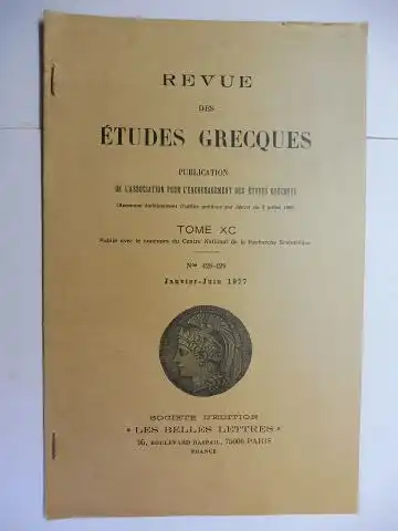 Bennett *, Eric R: 1 TITRE de ERIC R. BENNETT: "LA FONDATION DE TAUROMENION (Taormina): DIODORE, XIV, 59, 1-2 et XVI, 7, 1." + AUTOGRAPH *. Sonderdruck - Estratto - Extraits. Estratto aus REVUE DES ETUDES GRECQUES Tome XC N°s 428.-429. 