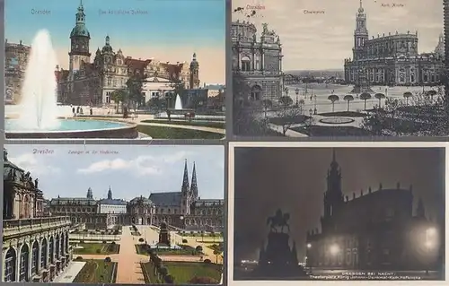 Dresden. - Ansichtskarten: Dresden. Konvolut mit 15 Ansichtskarten. 1) Das königliche Schloss. 2) Zwinger mit ev. Hofkirche. 3) Zwinger 4) Rathaus. 5) Das Kugelhaus. /...