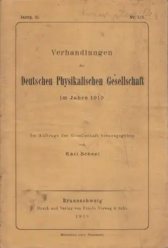 Landé, A. / Born, M. / Jaeger, W. und Steinwehr, H. von / Dessauer, Friedrich: Landé: Dynamik der räumlichen Atomstruktur / Born: Eine Thermochemische Anwendung...