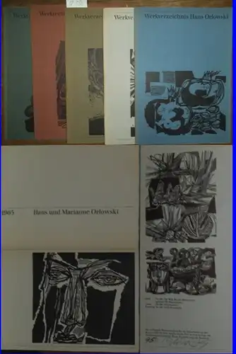 Orlowski, Hans - Schwarzenberger, Fritz: Werkverzeichnis Hans Orlowski, 5 Hefte. Holzschnittgraphik, Lithographien und Radierungen der Jahre: 1) 1914 bis 1931. 2) 1932 bis 1943. 3) 1944 bis 1954. 4) 1955 bis 1964. 5) 1965 bis 1967 und Bilder der Jahre 192