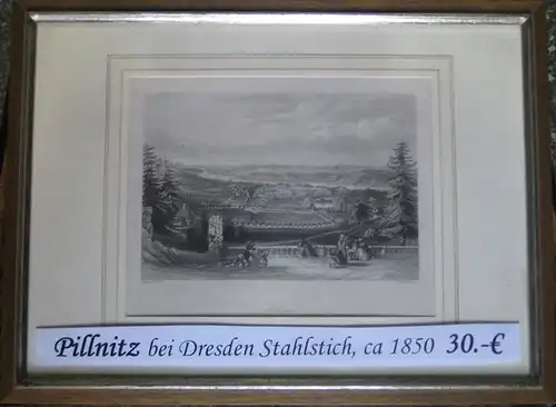 Roberts. / French, W: Pillnitz bei Dresden. Blick von einer Terrasse auf Pillnitz, das Schloß, die Elbe bis in die sächsische Schweiz. 