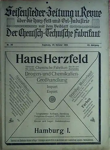 Seifensieder-Zeitung - Ziolkowsky, H. (Verleger): Seifensieder-Zeitung und Revue über die Harz-, Fett- und Oelindustrie. Mit dem Beiblatt Der Chemisch-Technische Fabrikant. Offizielles Organ des Verbandes bayrischer...