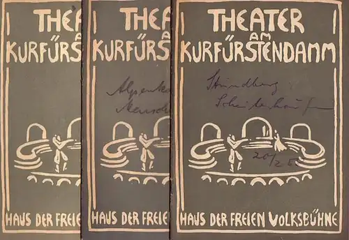 Theater am Kurfürstendamm Berlin. Intendant: Dr. Siegfried Nestriepke, Künstl. Ltg.: Oscar Fritz Schuh (Hrsg.): Programmhefte des Theaters und der Komödie am Kurfürstendamm, Berlin. Spielzeit 1957 / 1958. Konvolut aus 3 Heften. 