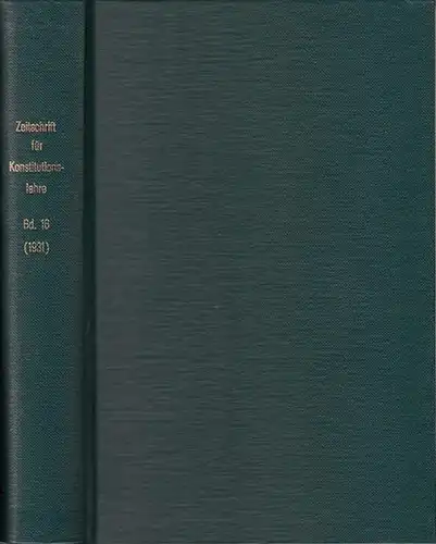 Zeitschrift für [angewandte Anatomie und] Konstitutionslehre.  - Herausgegeben von J. Tandler, A. Frhr. Von Eiselsberg, A. Kolisko, F.Martius, F. Chvostek, H. Braus, E.Kallius, G...