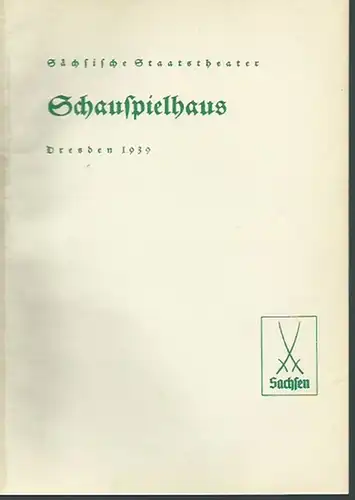 Dresden. - Sächsisches Staatstheater - Schauspielhaus. - Heinrich Zerkaulen: Programmheft zu Heinrich Zerkaulen 'Brommy'. Spielleitung: Karl Hans Böhm. Bühnenbild: Kurt Kirchner. Mitwirkende u.a. Luis Rainer...