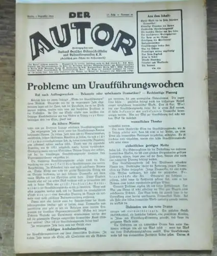 Autor, Der. - Hermann Wanderscheck (Hauptschriftleiter): Der Autor. Jahrgang 17, Heft Nummer 12 / Dezember 1942. Herausgegeben vom Verband Deutscher Bühnenschriftsteller und Bühnenkomponisten e. V...