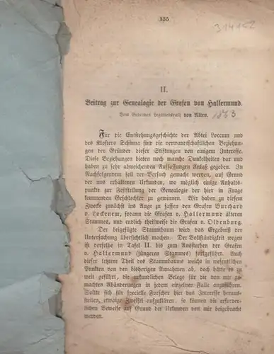 Alten, von: Beitrag zur Genealogie der Grafen von Hallermund. 