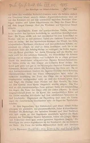 Neumann, Oskar: Bericht über seine Reisen in Ost - und Central-Afrika.  (Verhandlungen der Gesellschaft für Erdkunde zu Berlin. Band XXII - 1895, ohne Heftno., hrsg. im Auftrag des Vorstandes  von dem Generalsekretär der Gesellschaft Georg Kollm). 