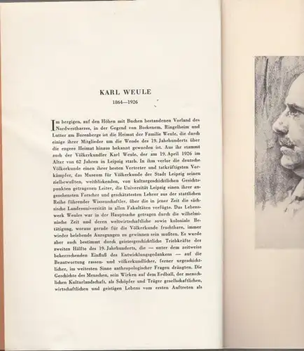 Plischke, Hans: Karl Weule (1864 - 1926). (Niedersächsische Lebensbilder 2). 