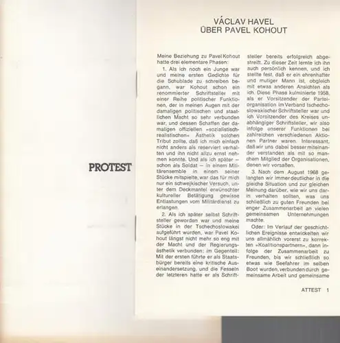 Hamburg, TiK. - Thalia in der Kunsthalle. - Havel, Vaclav / Kohout, Pavel: 1. Pavel Kohout: Attest. / 2. Vaclav Havel: Protest. Saison 1979 /...