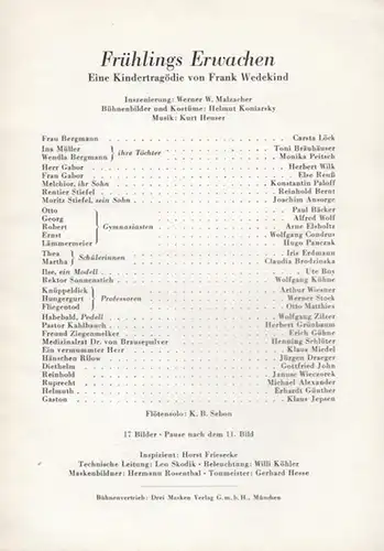 Berlin, Schiller - Theater.   Werkstatt. - Wedekind, Frank: Frühlings Erwachen. - Barlog, Boleslaw. Spielzeit 1963 / 1964. Inszenierung: Malzacher, W. W. - Bühne...