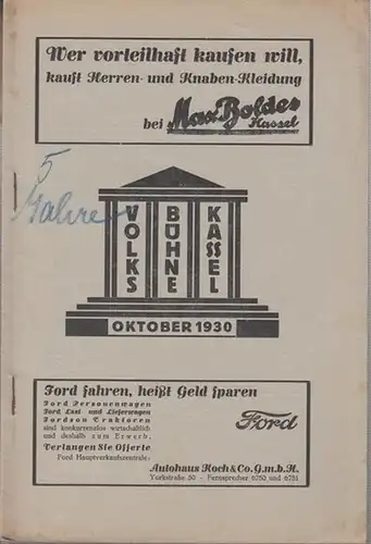 Volksbühne Kassel e. V: Volksbühne Kassel. Oktober 1930. Amnestie. Schauspiel von Karl Maria Finklenburg. Inszenierung: Hans v. Wild. Bühnenbild: Hellmuth Schubert. Aufführung im Kleinen Theater im Oktober 1930. 