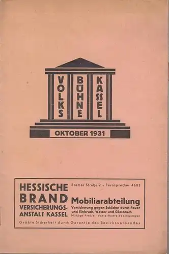 Volksbühne Kassel e. V: Volksbühne Kassel. Oktober 1931. Aida ( Verdi ) / Die Lustigen Weiber von Windsor ( Otto Nicolai ). 
