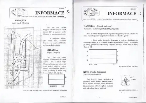 Informace / Vexi Info. - Flag Data Centre. - Petr Exner: Informace No. 1 - 27 / Vexi Info No. 28 - 51. April 1994 - September / October 2000. Zpravodaj strediska vexilologikych informaci ( The Bulletin of the Flag Data Centre ). 