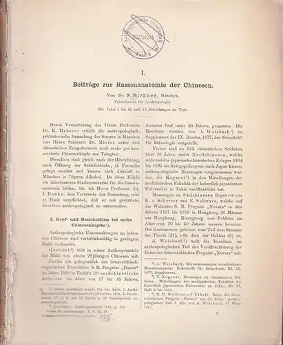 Birkner, F: Beiträge zur Rassenanatomie der Chinesen. (Archiv für Anthropologie, Neue Folge, Band IV, 1906. 